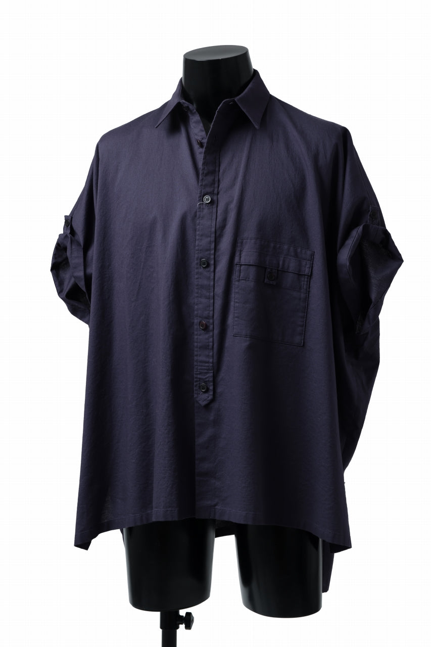 Load image into Gallery viewer, Y&#39;s ROLLED UP SLEEVE SHIRT BLOUSE / THIN TWILL (NAVY)