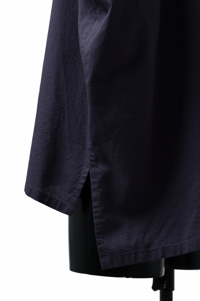 Y's ROLLED UP SLEEVE SHIRT BLOUSE / THIN TWILL (NAVY)