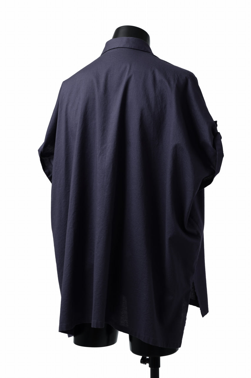 画像をギャラリービューアに読み込む, Y&#39;s ROLLED UP SLEEVE SHIRT BLOUSE / THIN TWILL (NAVY)