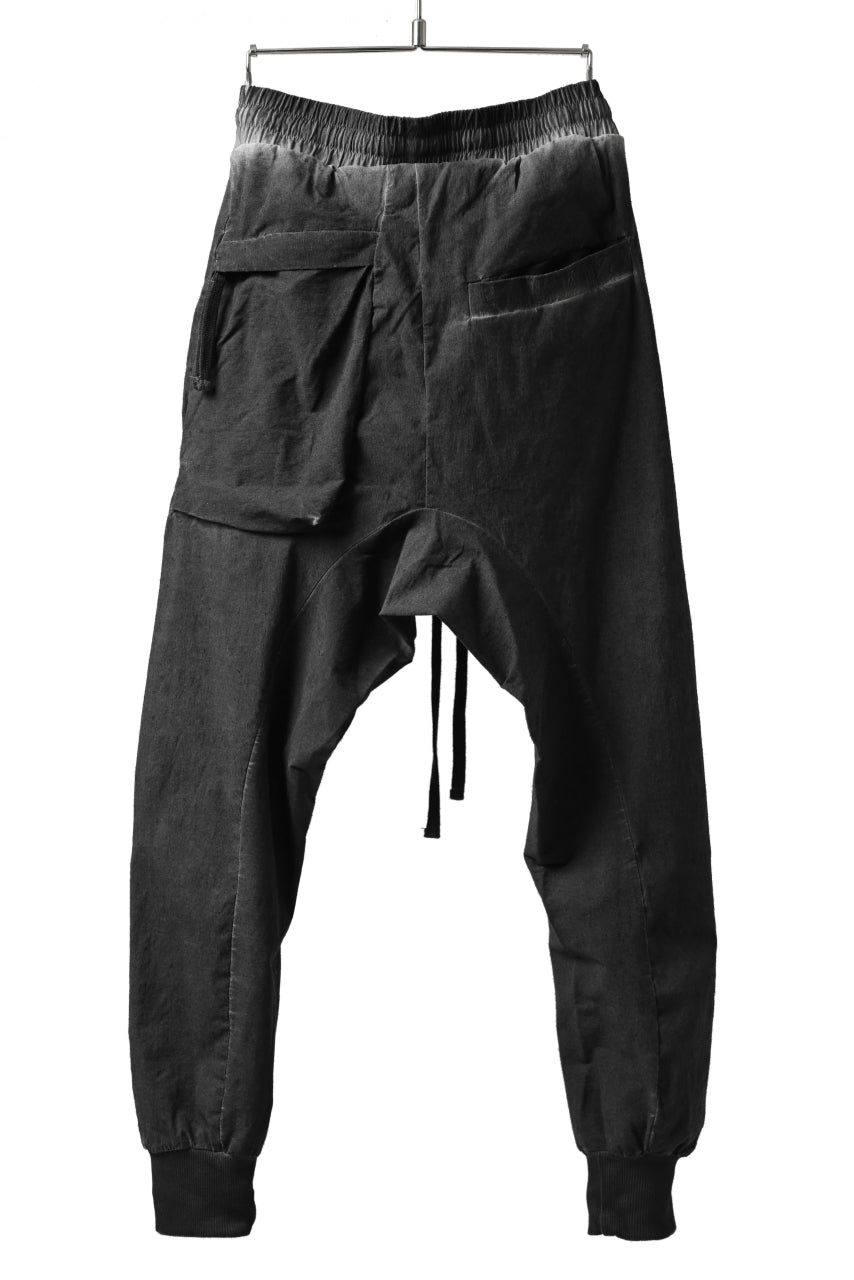 thomkrom DROP CROTCH JOGGER PANTS / DYEING ELASTIC WOVEN (BLACK OIL)