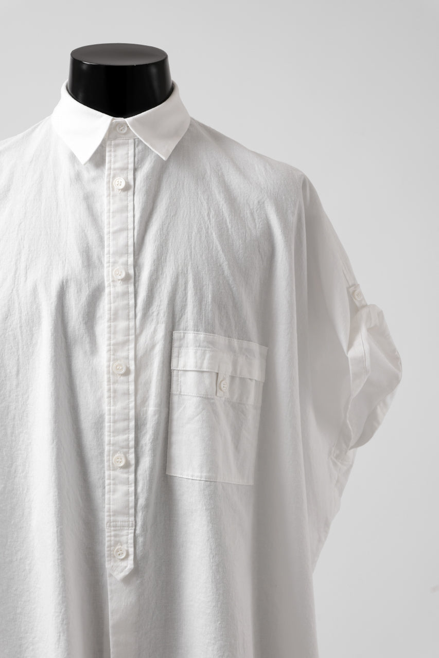 Y's ROLLED UP SLEEVE SHIRT BLOUSE / THIN TWILL (WHITE)