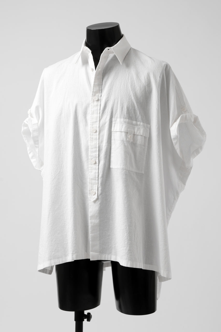 Y's ROLLED UP SLEEVE SHIRT BLOUSE / THIN TWILL (WHITE)