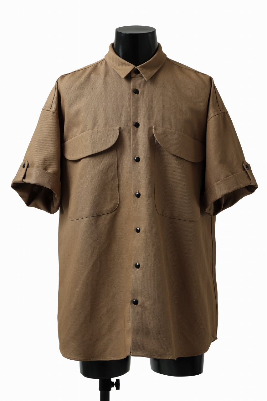 KLASICA SH-034 LOOSE FIT ROLL UP HALF SLEEVE SHIRT / C/L HIGH RISE TWILL (AMBER)