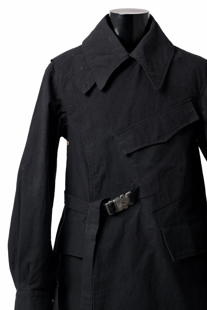 ierib exclusive storm coat 1940  / boiled waxy cotton (BLACK)