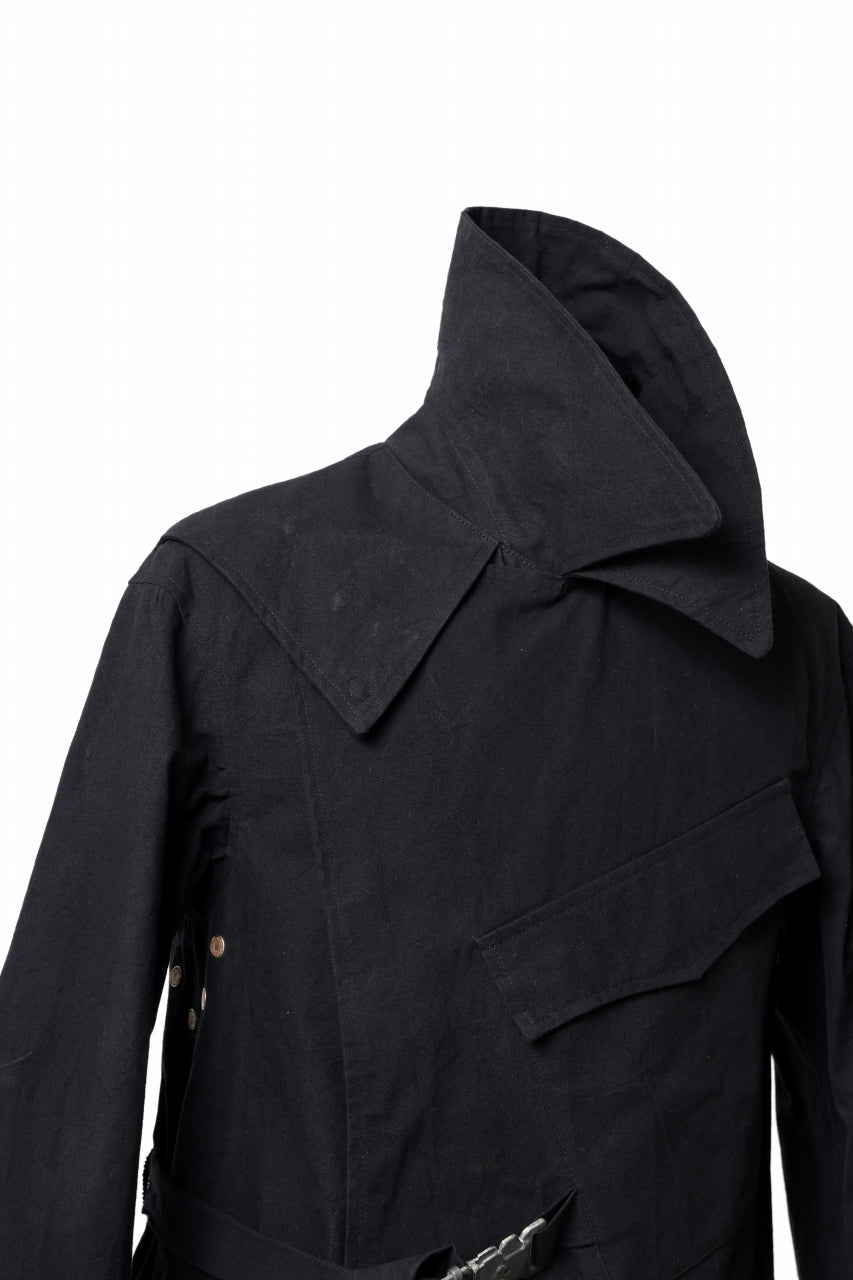 ierib exclusive storm coat 1940  / boiled waxy cotton (BLACK)