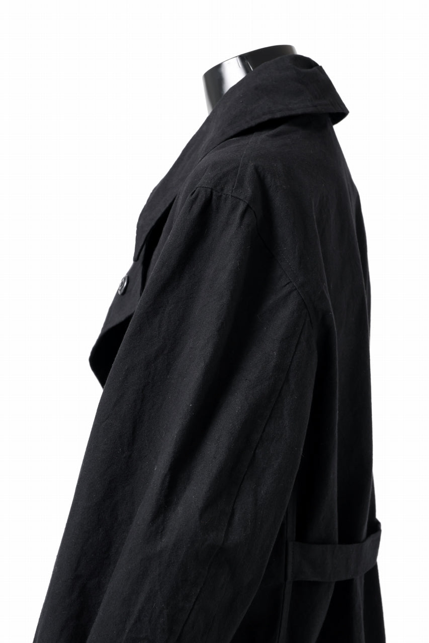 ierib exclusive storm coat 1940  / boiled waxy cotton (BLACK)