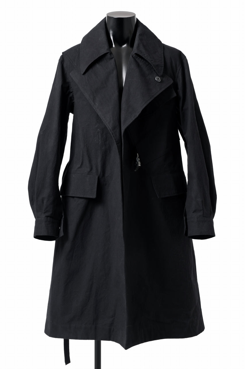 ierib exclusive storm coat 1940  / boiled waxy cotton (BLACK)