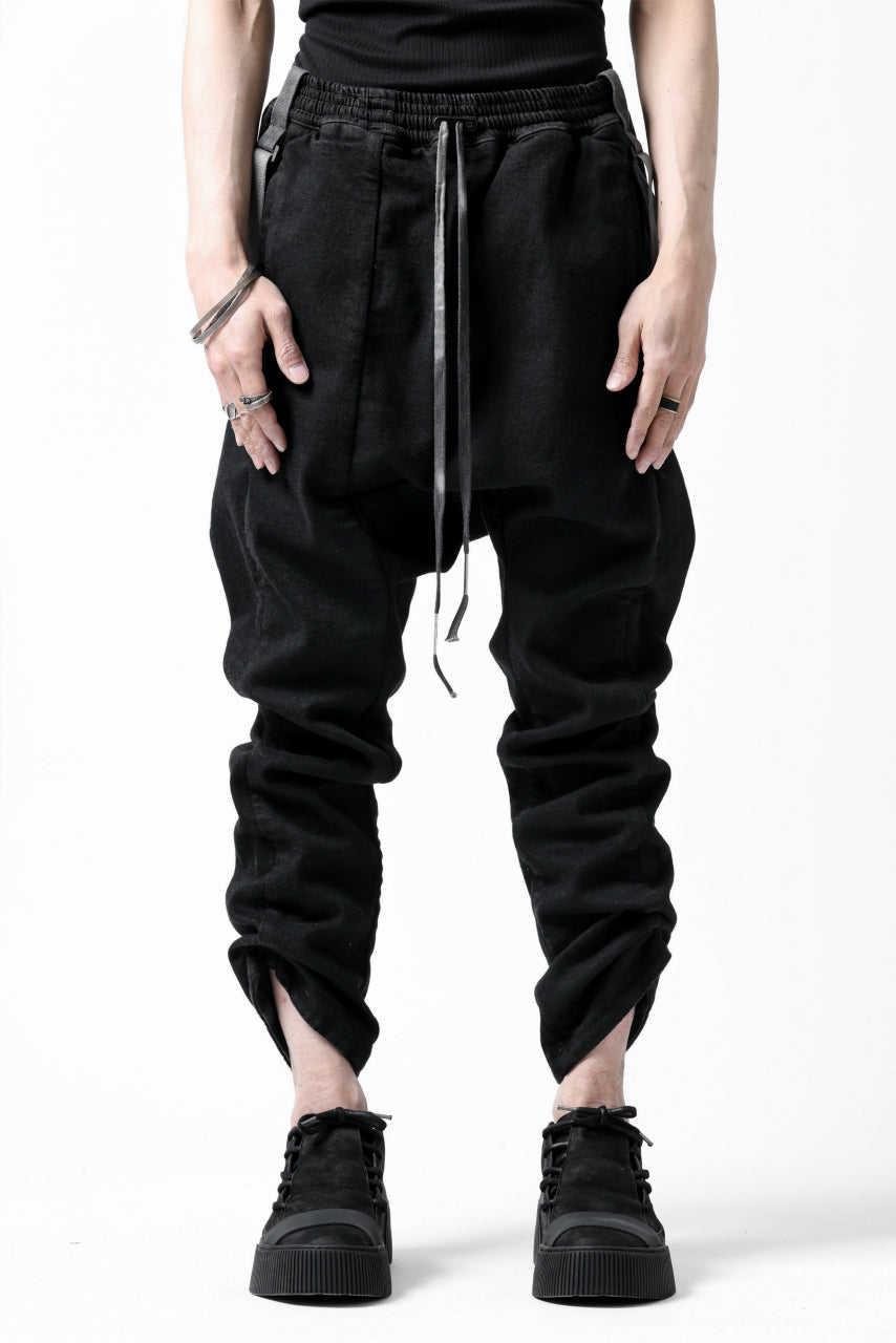 BORIS BIDJAN SABERI LOW CROTCH PANTS / RESIN DYED "P28.4-F1603K" (BLACK)