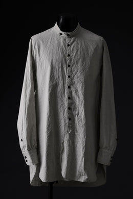KLASICA BAND COLLAR FINE STITCHED SHIRT / HAND DYED TWCOLI (CONCRETE)