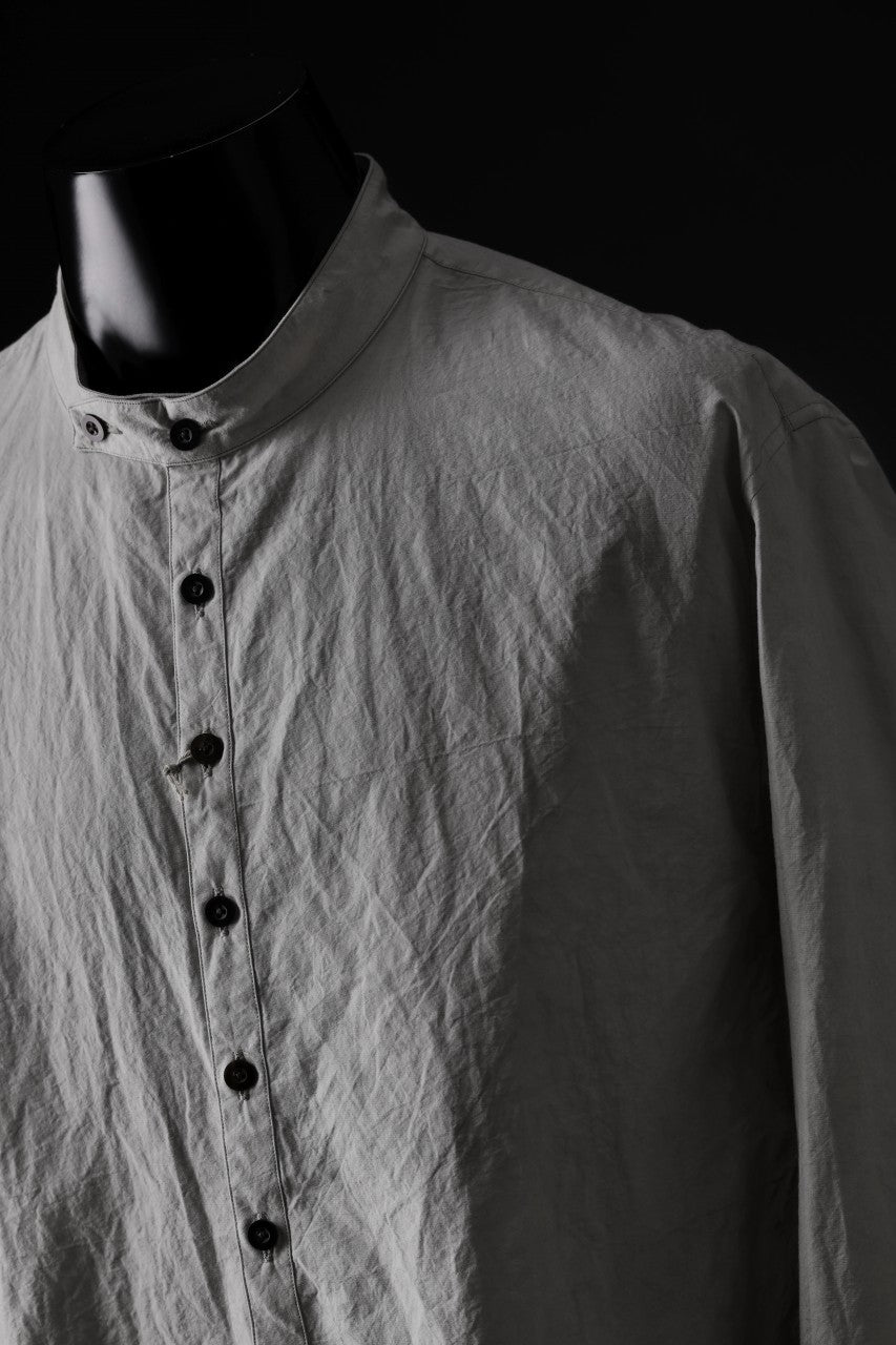 KLASICA BAND COLLAR FINE STITCHED SHIRT / HAND DYED TWCOLI (CONCRETE)