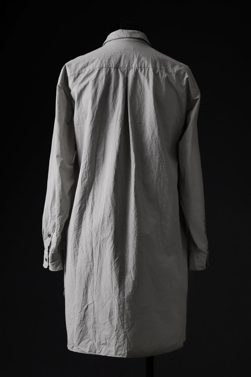 KLASICA REGULAR COLLAR OVER SIZED SHIRT / HAND DYED COTTON-LINEN (CONCRETE)