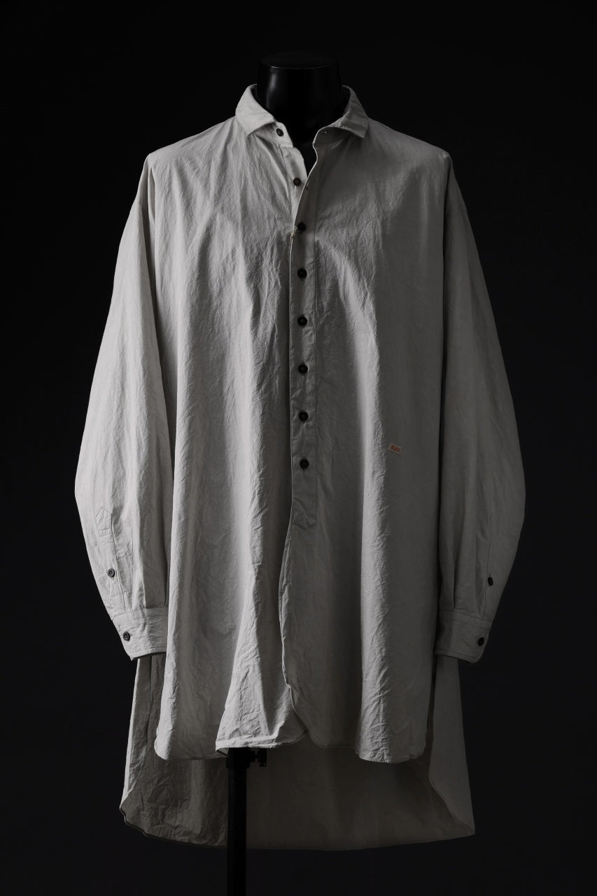 画像をギャラリービューアに読み込む, KLASICA REGULAR COLLAR OVER SIZED SHIRT / HAND DYED COTTON-LINEN (CONCRETE)