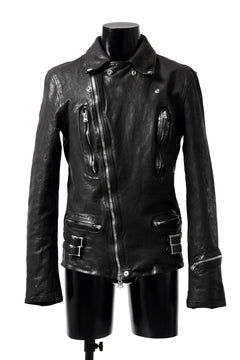 Load image into Gallery viewer, ISAMU KATAYAMA BACKLASH DOUBLE RIDERS JACKET &quot;LIGHTNING&quot; / GARMENT WASHED JP CALF (BLACK)