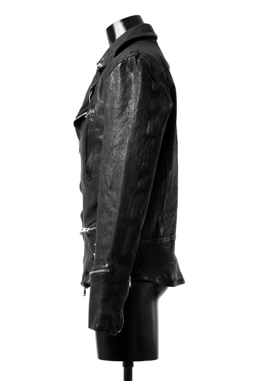 Load image into Gallery viewer, ISAMU KATAYAMA BACKLASH DOUBLE RIDERS JACKET - LIGHTNING / GARMENT WASHED JP CALF (BLACK)