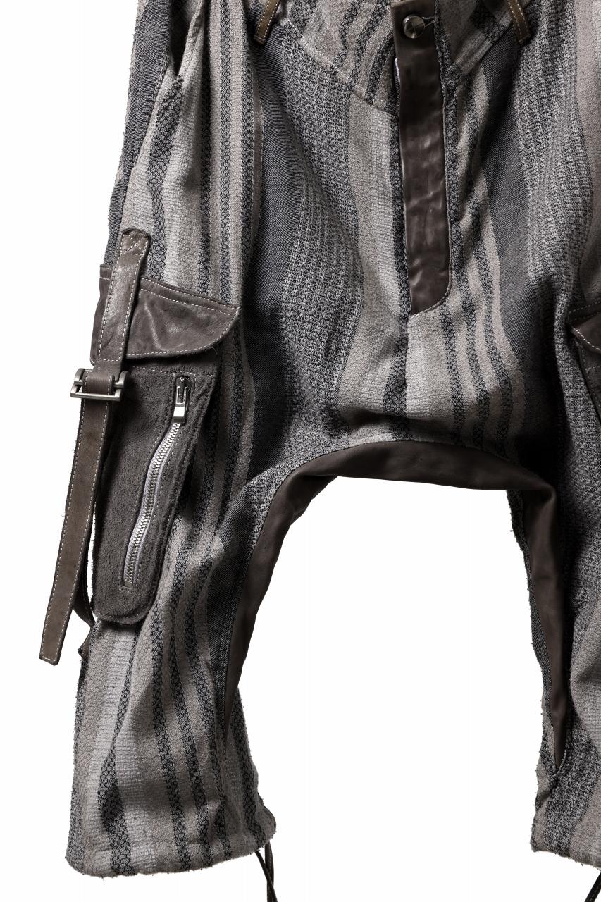 incarnation ARMY CARGO POCKET CROPPED PANT MP-1C / STRIPE + HORSE LEATHER (GRIGIO)