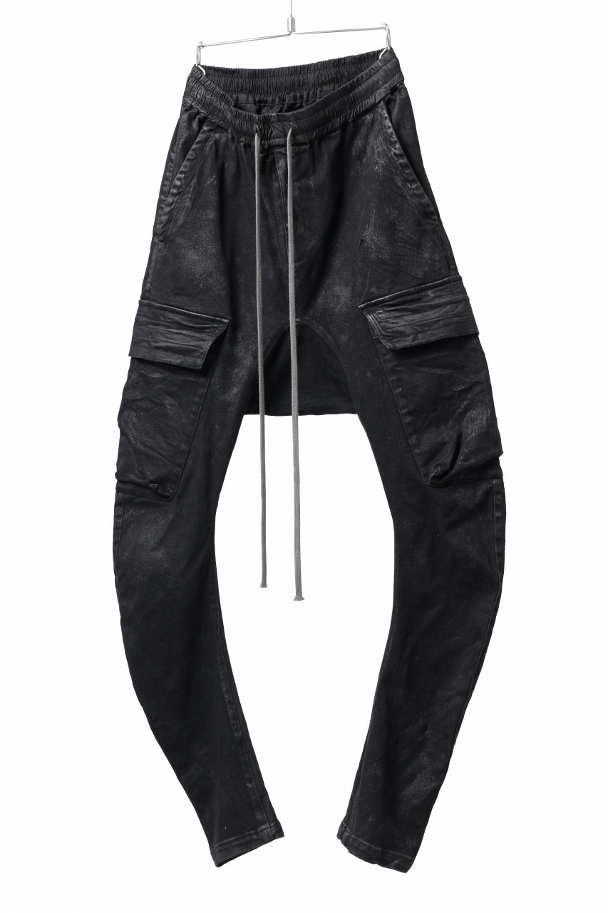 A.F ARTEFACT COATED CARGO SARROUEL-SKINNY PANTS / HI-STRETCH DENIM (BLACK)