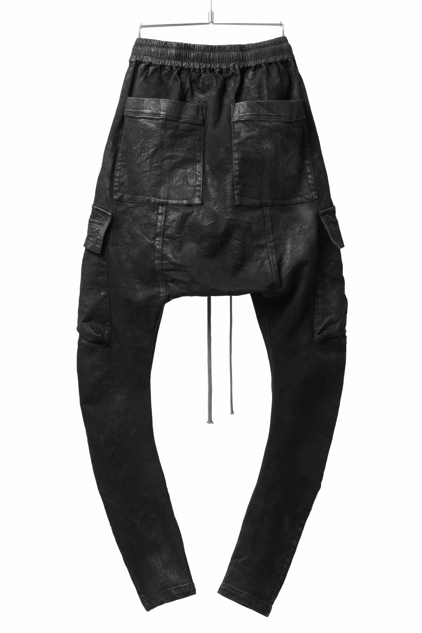 A.F ARTEFACT COATED CARGO SARROUEL-SKINNY PANTS / HI-STRETCH DENIM (BLACK)