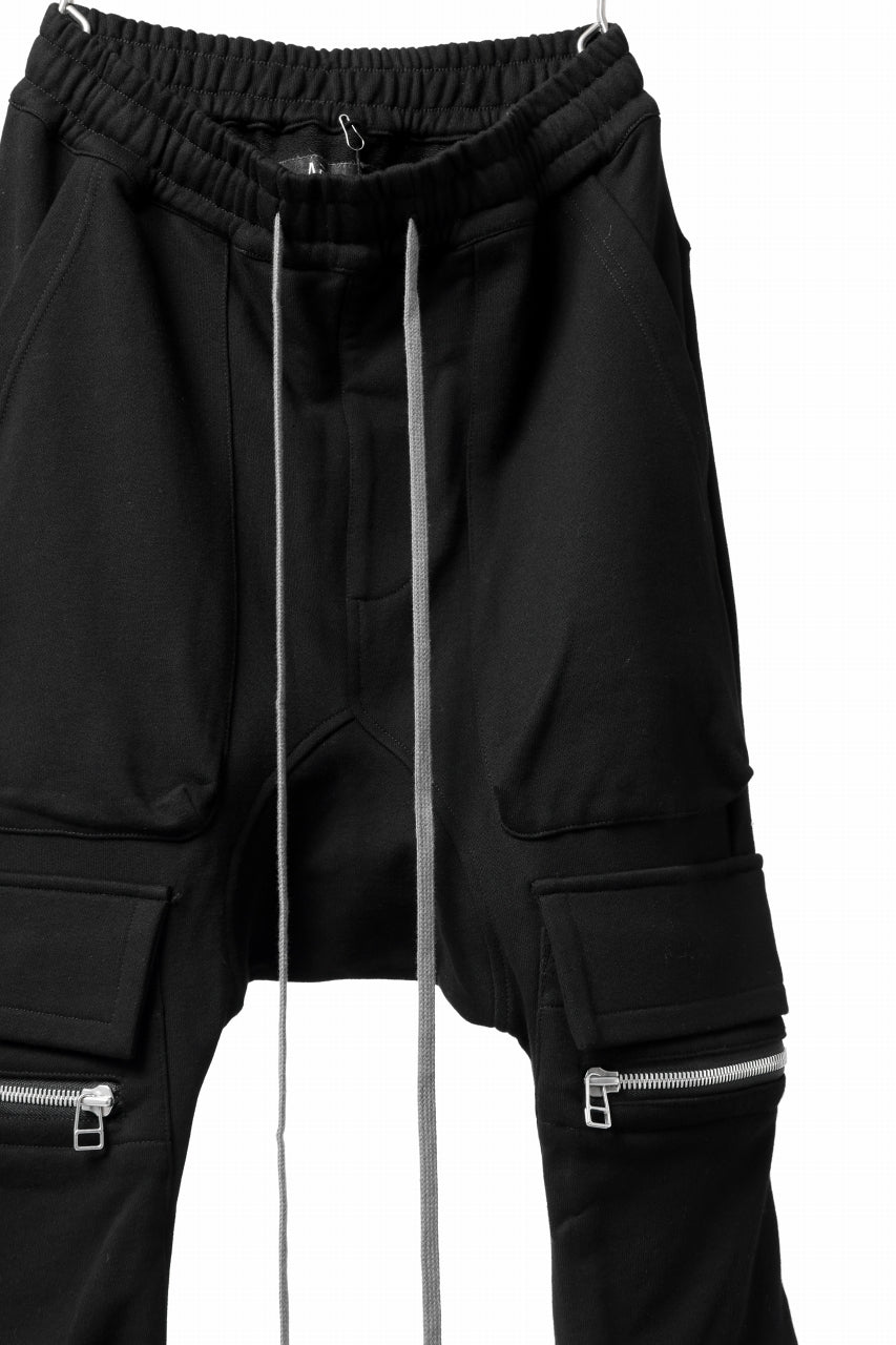 A.F ARTEFACT FLAP ZIP SARROUEL SKINNY PANTS / COTTON SWEAT (BLACK)