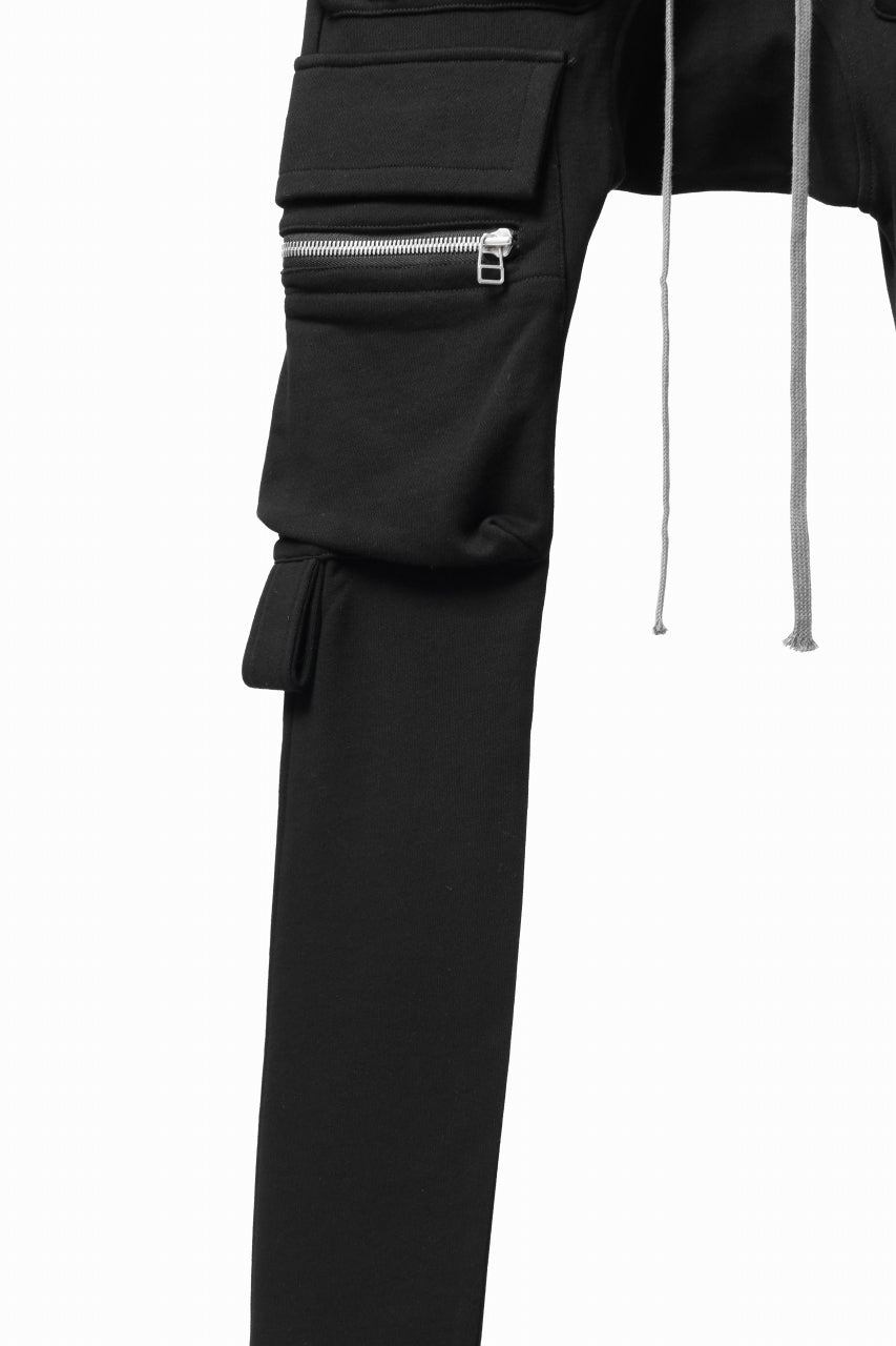 A.F ARTEFACT FLAP ZIP SARROUEL SKINNY PANTS / COTTON SWEAT (BLACK)