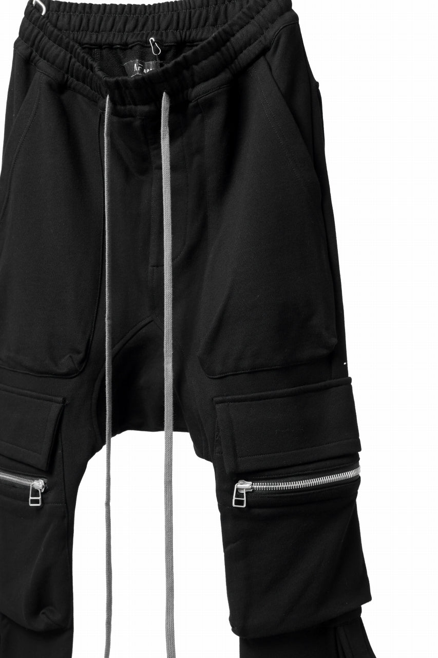 A.F ARTEFACT FLAP ZIP SARROUEL SKINNY PANTS / COTTON SWEAT (BLACK)