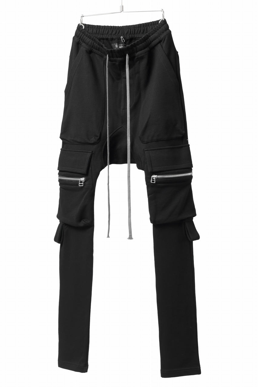 A.F ARTEFACT FLAP ZIP SARROUEL SKINNY PANTS / COTTON SWEAT (BLACK)