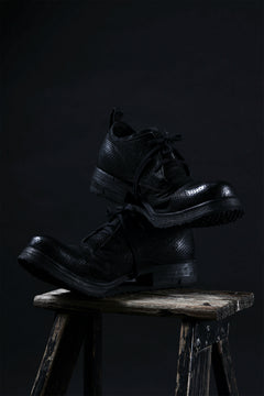 画像をギャラリービューアに読み込む, BORIS BIDJAN SABERI HORSE PUNCHING LEATHER DERBY SHOES / WASHED &amp; HAND-TREATED &quot;SHOE1-SIN&quot; (BLACK)