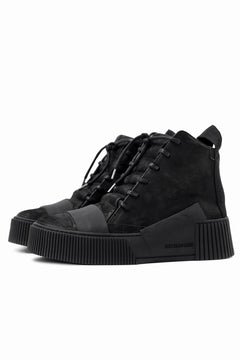 Load image into Gallery viewer, BORIS BIDJAN SABERI HORSE LEATHER MID CUT SNEAKER / WASHED AND HAND TREATED &quot;BAMBA1.1&quot; (BLACK)