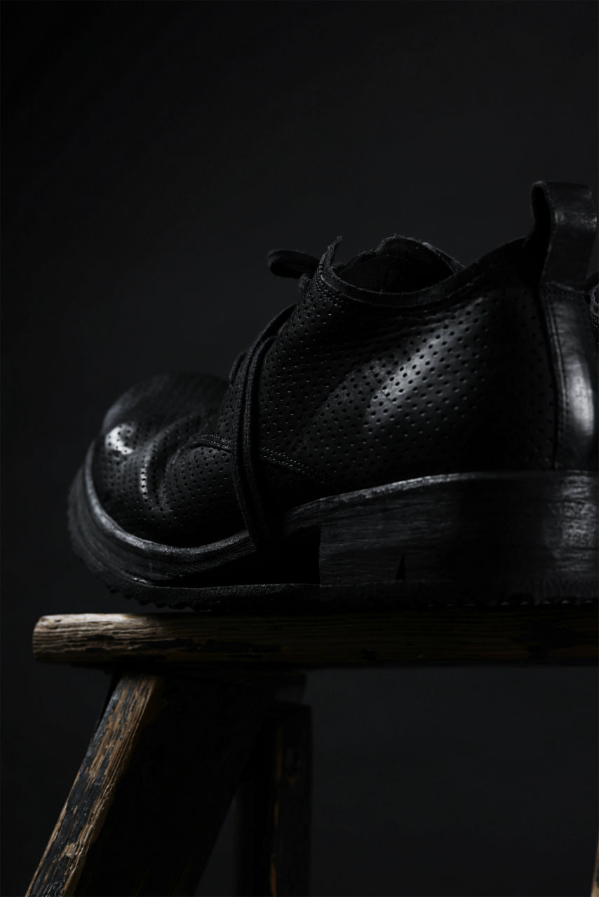 BORIS BIDJAN SABERI HORSE PUNCHING LEATHER DERBY SHOES / WASHED & HAND-TREATED "SHOE1-SIN" (BLACK)