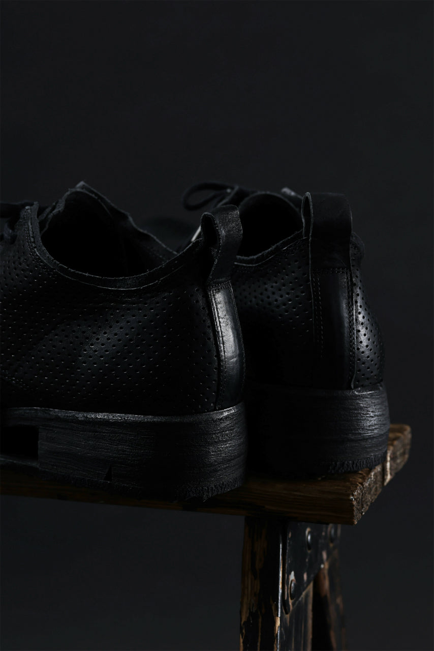 BORIS BIDJAN SABERI HORSE PUNCHING LEATHER DERBY SHOES / WASHED & HAND-TREATED "SHOE1-SIN" (BLACK)