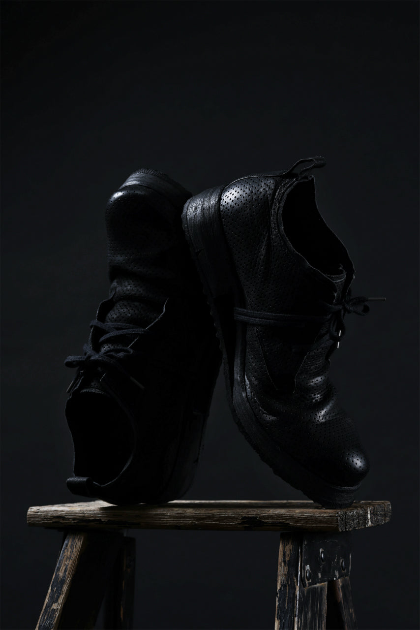 画像をギャラリービューアに読み込む, BORIS BIDJAN SABERI HORSE PUNCHING LEATHER DERBY SHOES / WASHED &amp; HAND-TREATED &quot;SHOE1-SIN&quot; (BLACK)