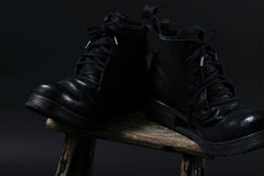 画像をギャラリービューアに読み込む, BORIS BIDJAN SABERI HORSE PUNCHING LEATHER LACE UP MIDDLE BOOTS / WASHED &amp; HAND-TREATED &quot;BOOTS4-SIN&quot; (BLACK)