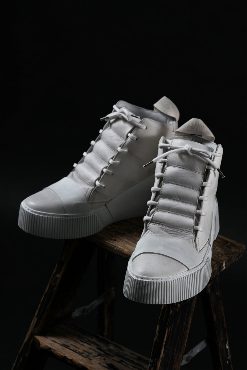 BORIS BIDJAN SABERI COW LEATHER MID CUT SNEAKER / WASHED & HAND TREATED "BAMBA1.1-SIN" (LIGHT GREY)