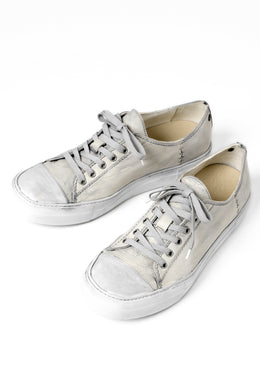 incarnation exclusive HORSE LEATHER LOW CUT LACE UP SNEAKER (HAND DYED DIRTY WHITE)