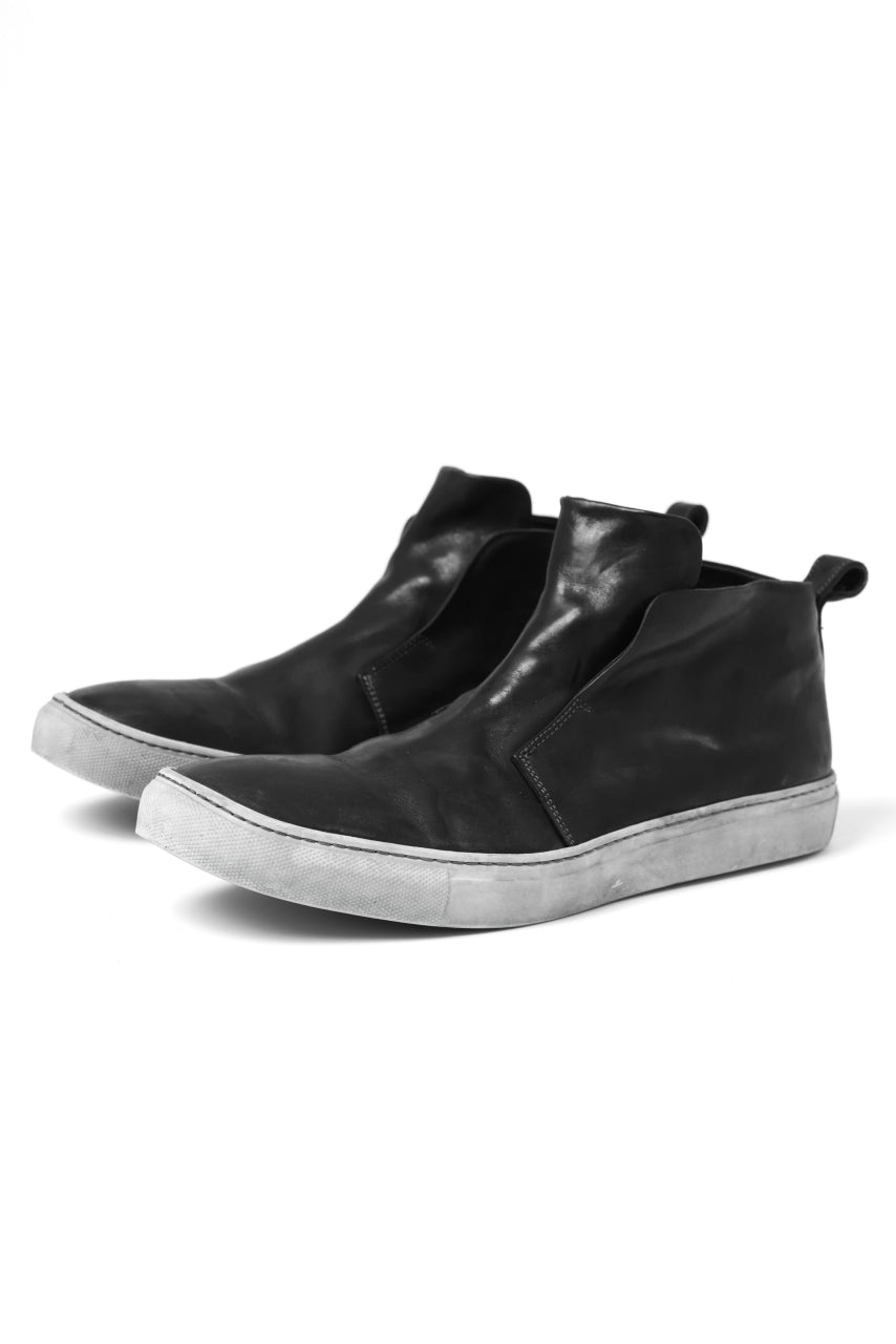 incarnation exclusive HORSE LEATHER HIDDEN LACED SNEAKER (PIECE DYED BLACK x WHITE)