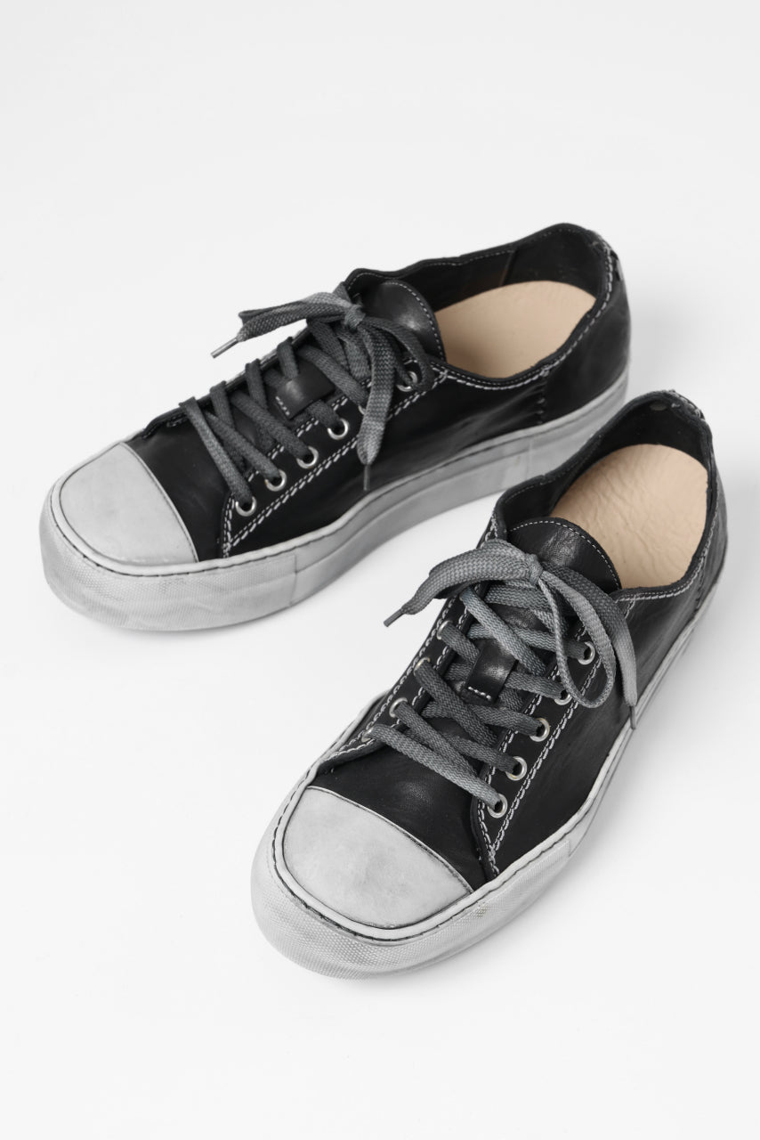 incarnation exclusive LOW CUT LACE UP SNEAKER / HORSE FULL GRAIN (OVER DYED BLACK)