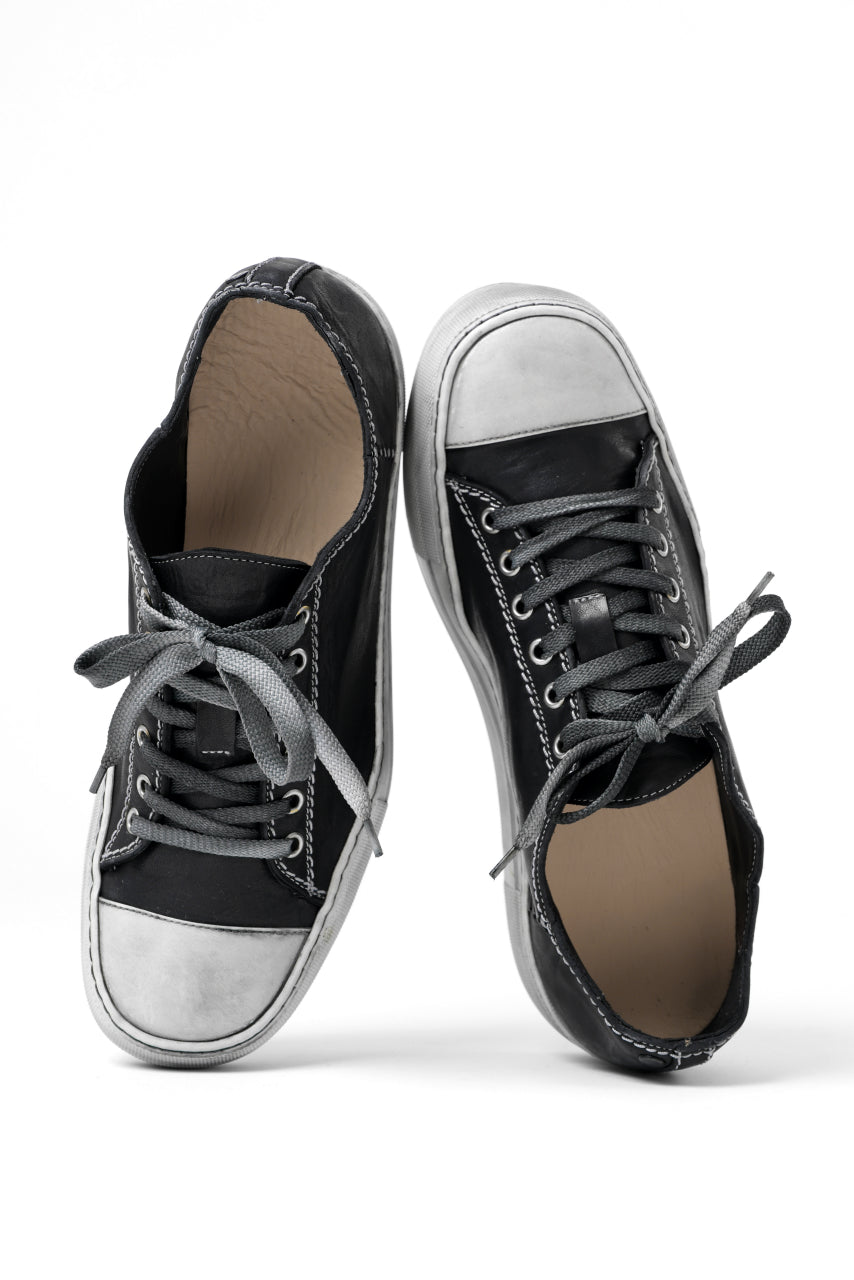 incarnation exclusive LOW CUT LACE UP SNEAKER / HORSE FULL GRAIN (OVER DYED BLACK)