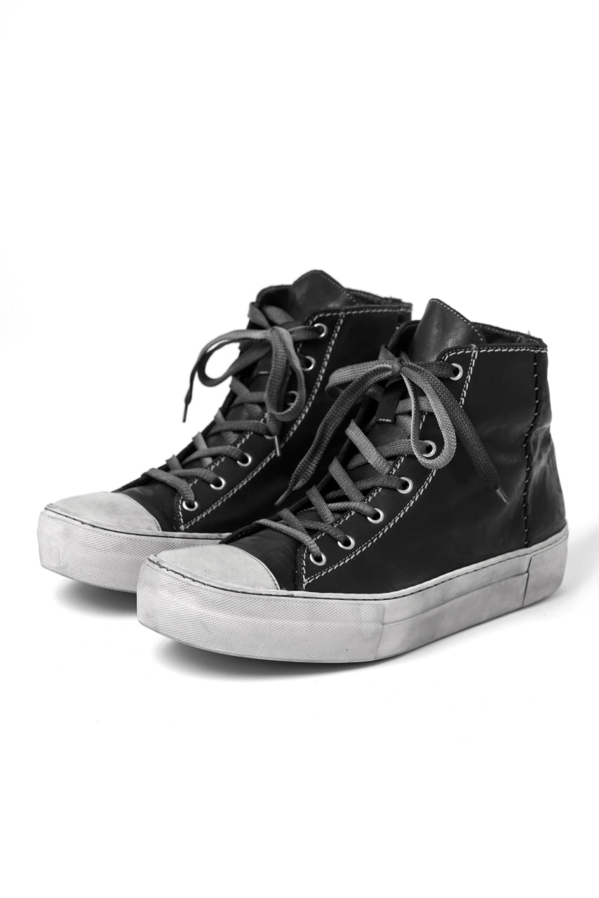 incarnation exclusive CLASSIC SNEAKER HIGH / HORSE FULL GRAIN (PIECE DYED / BLACK)