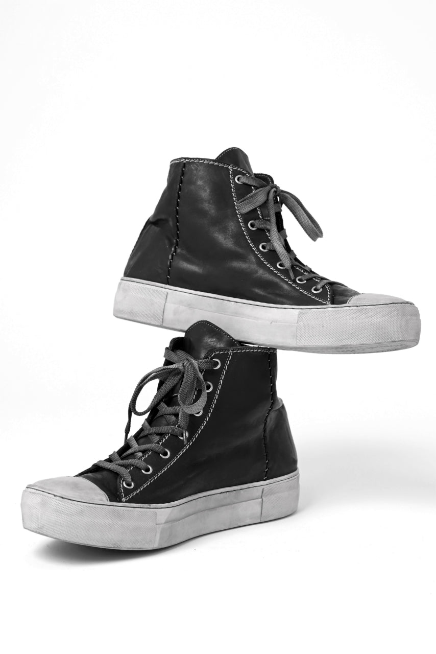 incarnation exclusive HIGH CUT LACE UP SNEAKER / HORSE FULL GRAIN (OVER DYED BLACK)