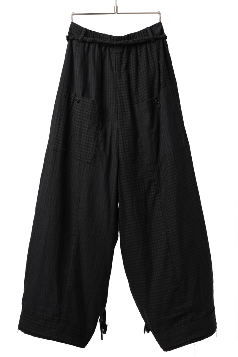 Aleksandr Manamis Wide Pant with Rope Code / CHECK & STRIPE (BLACK)の商品 ...