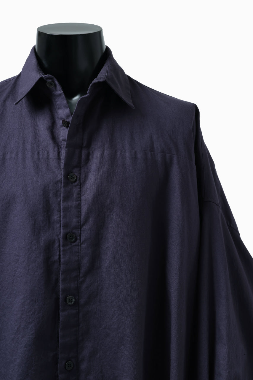Y's VOLUME SILHOUETTE SHIRT BLOUSE / THIN TWILL (NAVY)