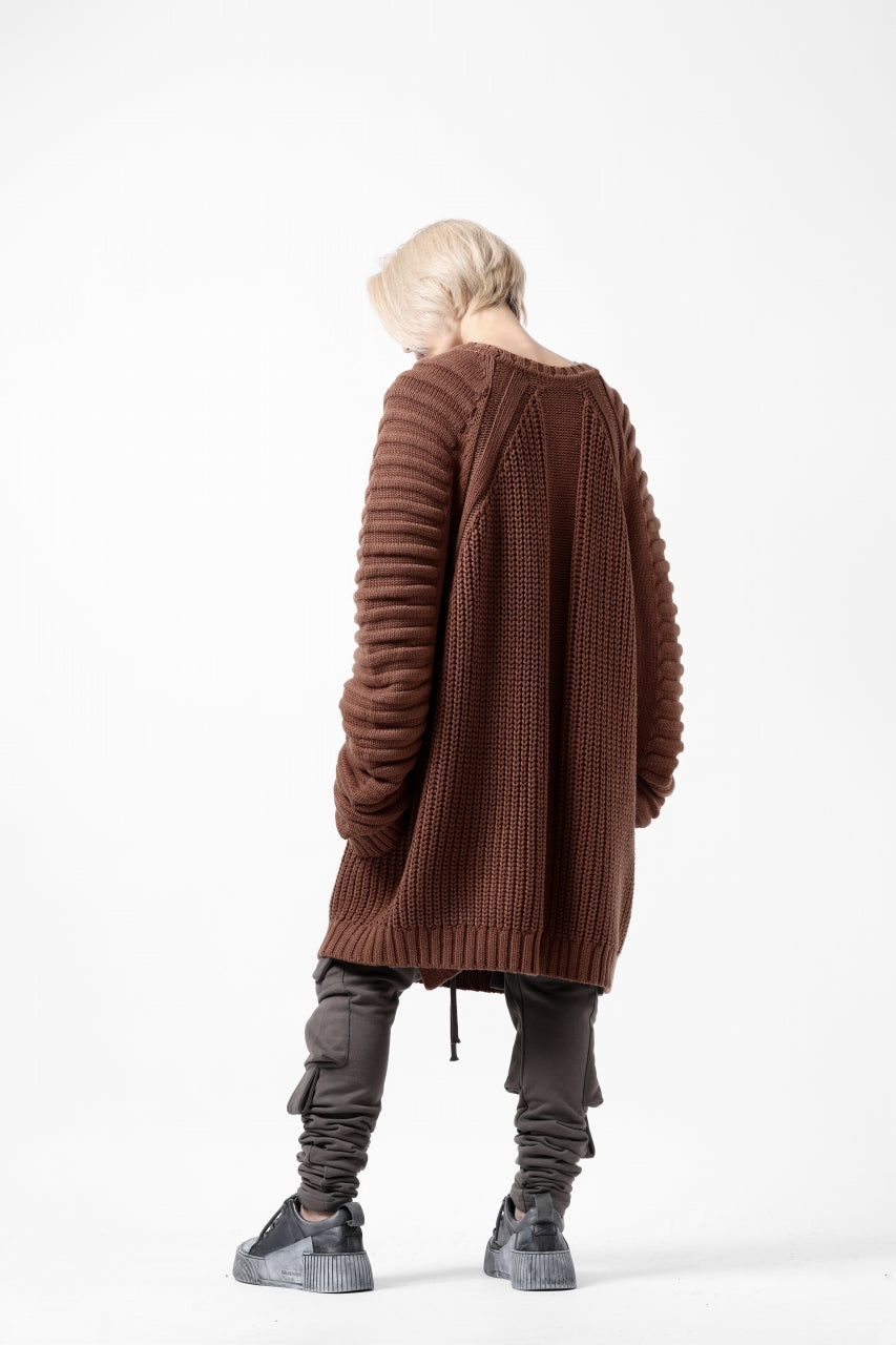 画像をギャラリービューアに読み込む, A.F ARTEFACT LOWGAUGE CABLE KNIT PULLOVER LADDER-SLEEVE (BROWN)