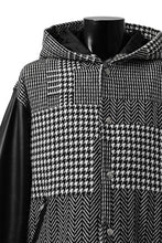 Load image into Gallery viewer, mastermind WORLD HOODED VARSITY JACKET / CASHMERE + LAMB LEATHER + PRIMALOFT (BLACK PLAID)