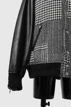 Load image into Gallery viewer, mastermind WORLD HOODED VARSITY JACKET / CASHMERE + LAMB LEATHER + PRIMALOFT (BLACK PLAID)