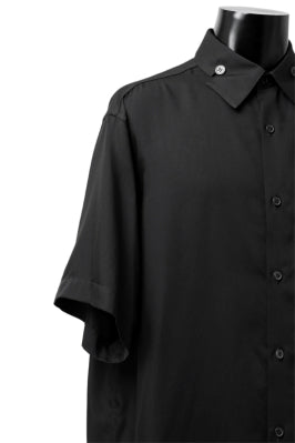 Y's BANG ON! No.145 HOLLOWED OUT COLLAR SHORT SLEEVE SHIRT / CUPRA DUNGAREE TWILL (BLACK)