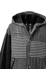 Load image into Gallery viewer, mastermind WORLD HOODED VARSITY JACKET / CASHMERE + LAMB LEATHER + PRIMALOFT (BLACK PLAID)