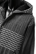 Load image into Gallery viewer, mastermind WORLD HOODED VARSITY JACKET / CASHMERE + LAMB LEATHER + PRIMALOFT (BLACK PLAID)