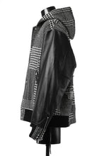 Load image into Gallery viewer, mastermind WORLD HOODED VARSITY JACKET / CASHMERE + LAMB LEATHER + PRIMALOFT (BLACK PLAID)