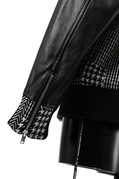 Load image into Gallery viewer, mastermind WORLD HOODED VARSITY JACKET / CASHMERE + LAMB LEATHER + PRIMALOFT (BLACK PLAID)