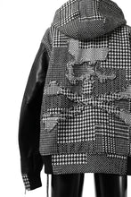 Load image into Gallery viewer, mastermind WORLD HOODED VARSITY JACKET / CASHMERE + LAMB LEATHER + PRIMALOFT (BLACK PLAID)