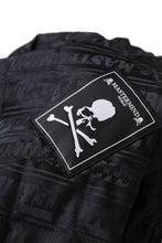 Load image into Gallery viewer, mastermind WORLD HOODED VARSITY JACKET / CASHMERE + LAMB LEATHER + PRIMALOFT (BLACK PLAID)